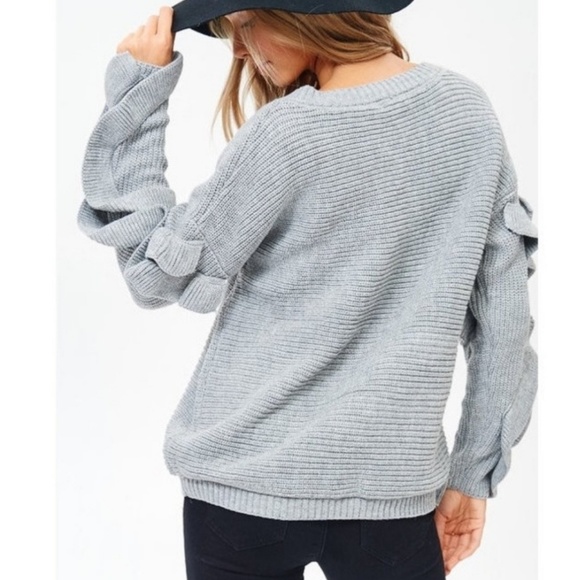 Just in!!! Grey Oversized Ruffle Sleeves Sweater - Picture 4 of 7